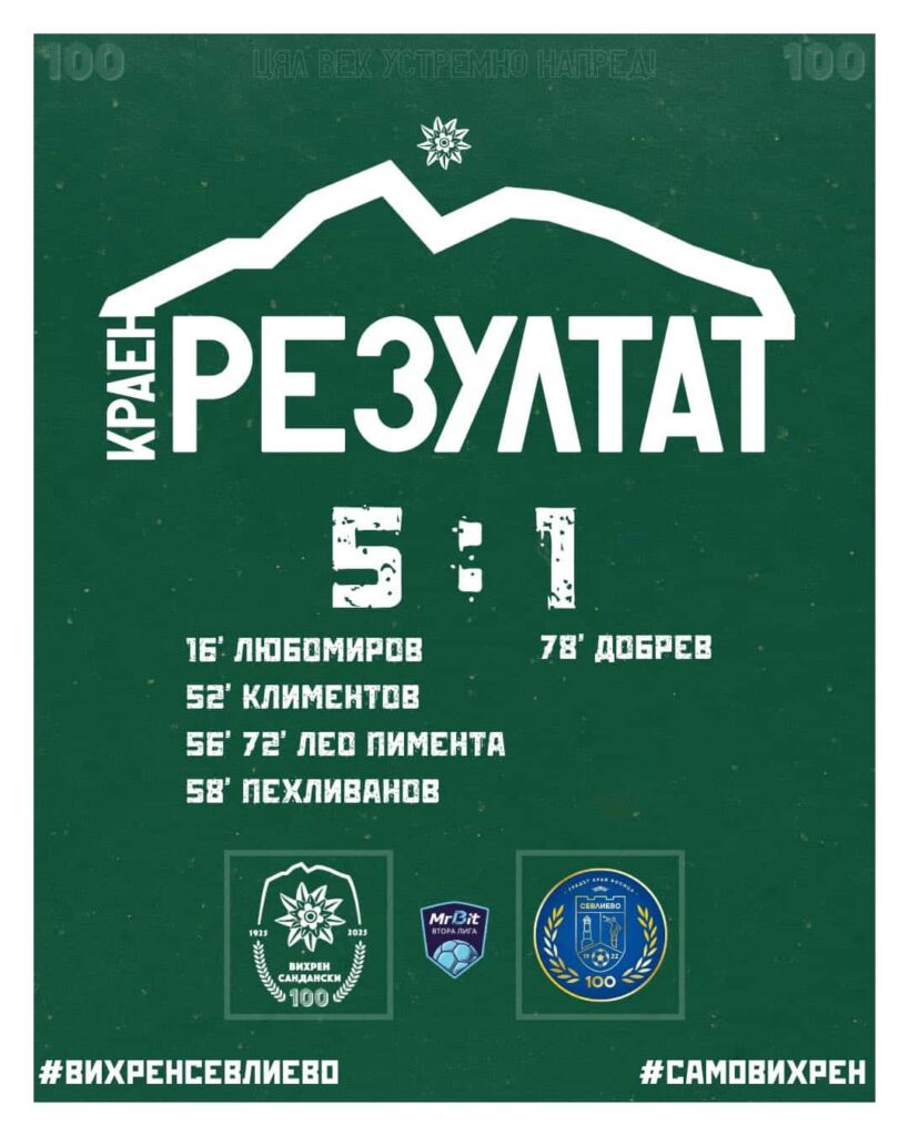 Вихрен надви Севлиево с убедителна победа