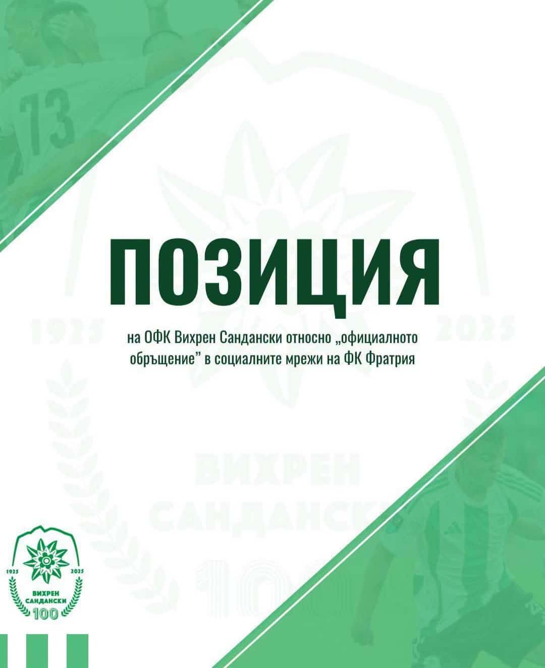 Позиция на ОФК „Вихрен“ (Сандански)